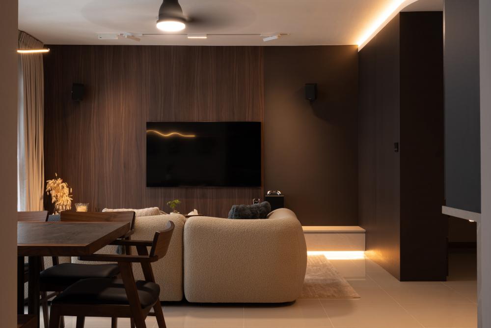 Modern Living Room with Sofa and Dining Table