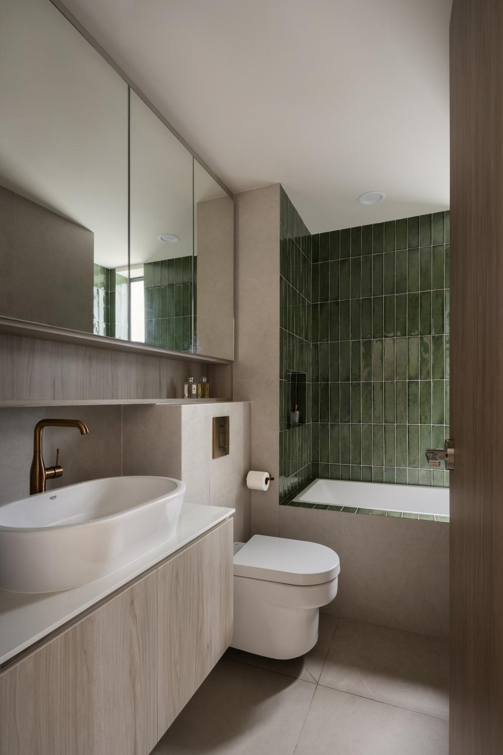 Modern Bathroom with Mirror and Wash Basins