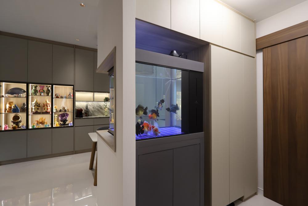Contemporary Living Room with TV Console and TV