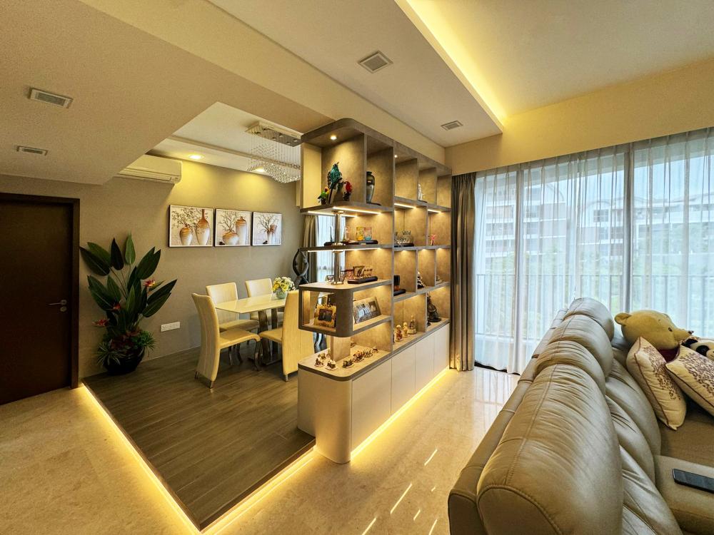Modern Dining Room with Drop Light and Cove Lighting