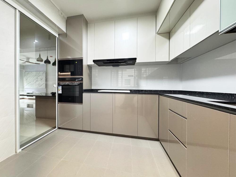 Minimalist Kitchen with Countertop and Vinyl Flooring
