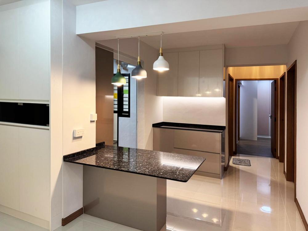 Minimalist Pantry with Kitchen Island and Console Table