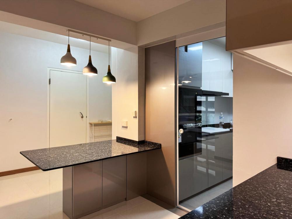 Minimalist Pantry with Kitchen Island and Console Table