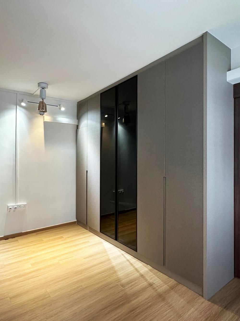 Modern Bedroom with Bookshelf and Platform Bed