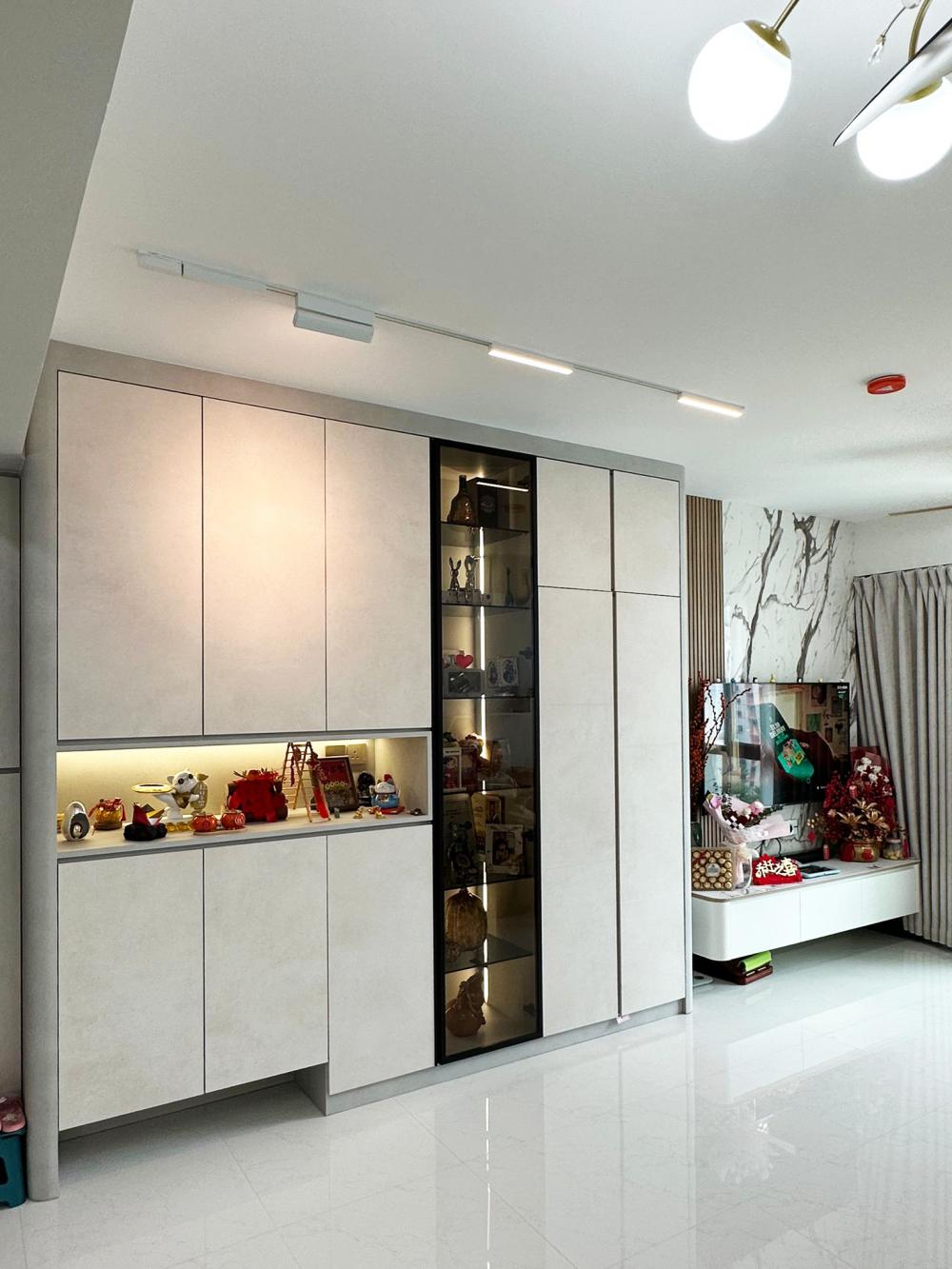 Modern Living Room with Bookshelf and Settee