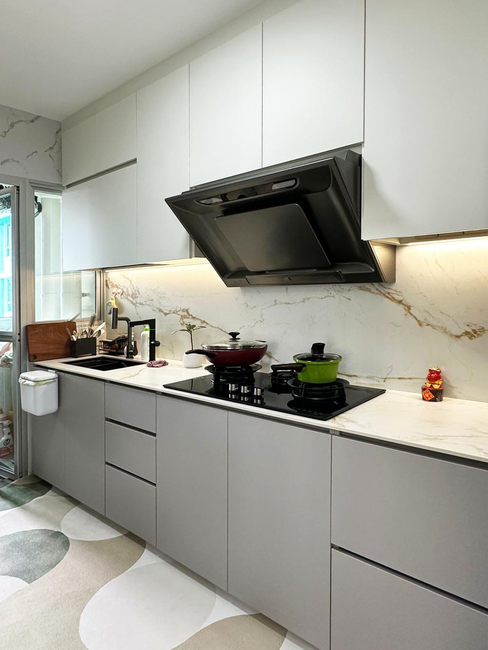 Modern Kitchen with Countertop and Vinyl Flooring