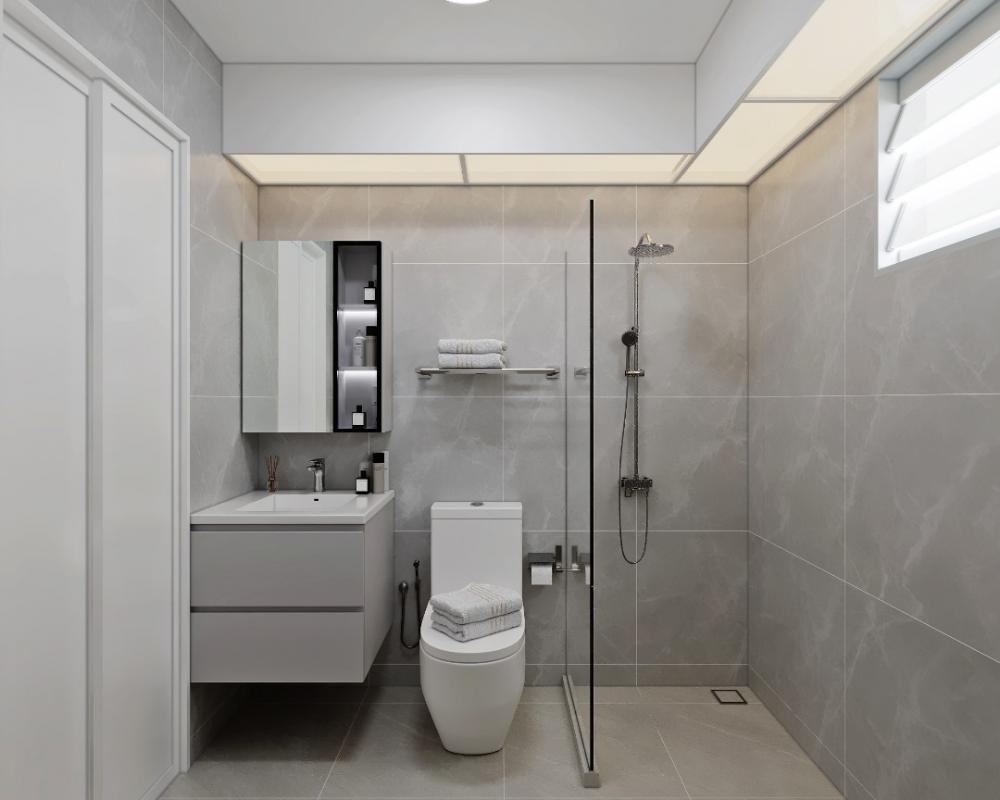 Modern Bathroom with Countertop and Vinyl Flooring