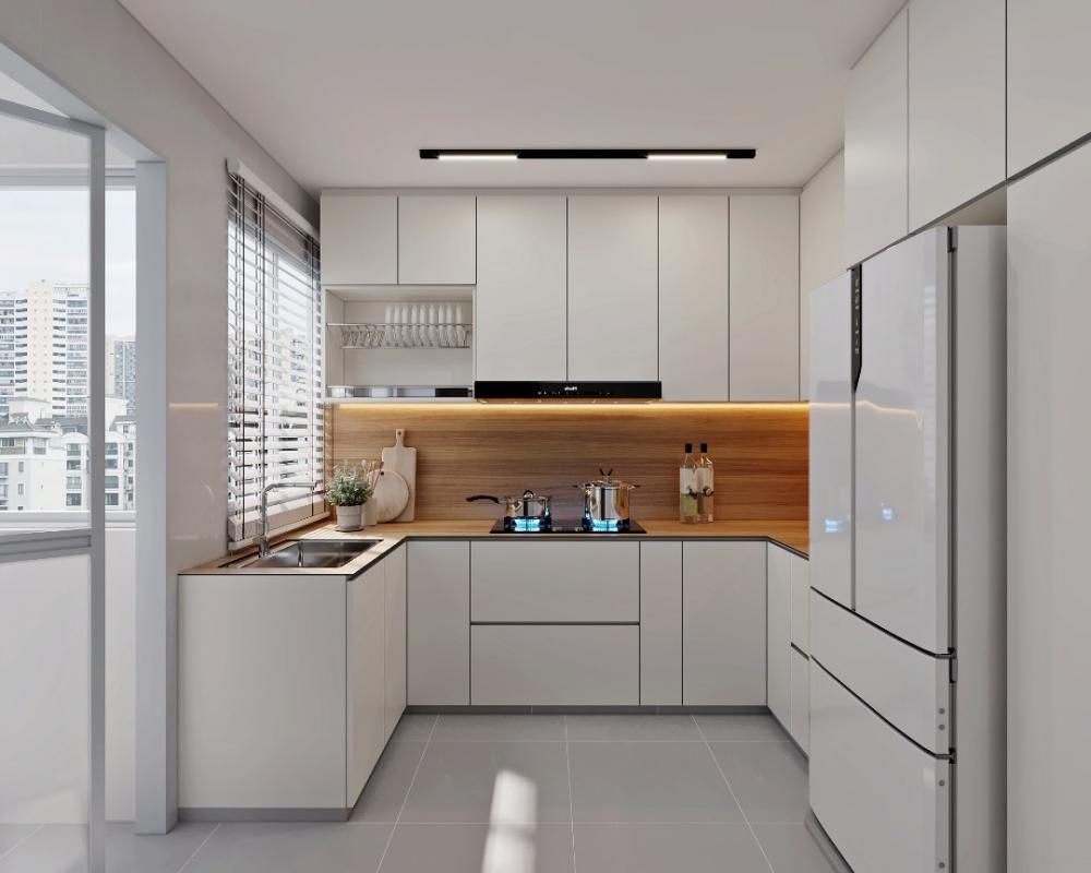 Modern Kitchen with Countertop and Vinyl Flooring