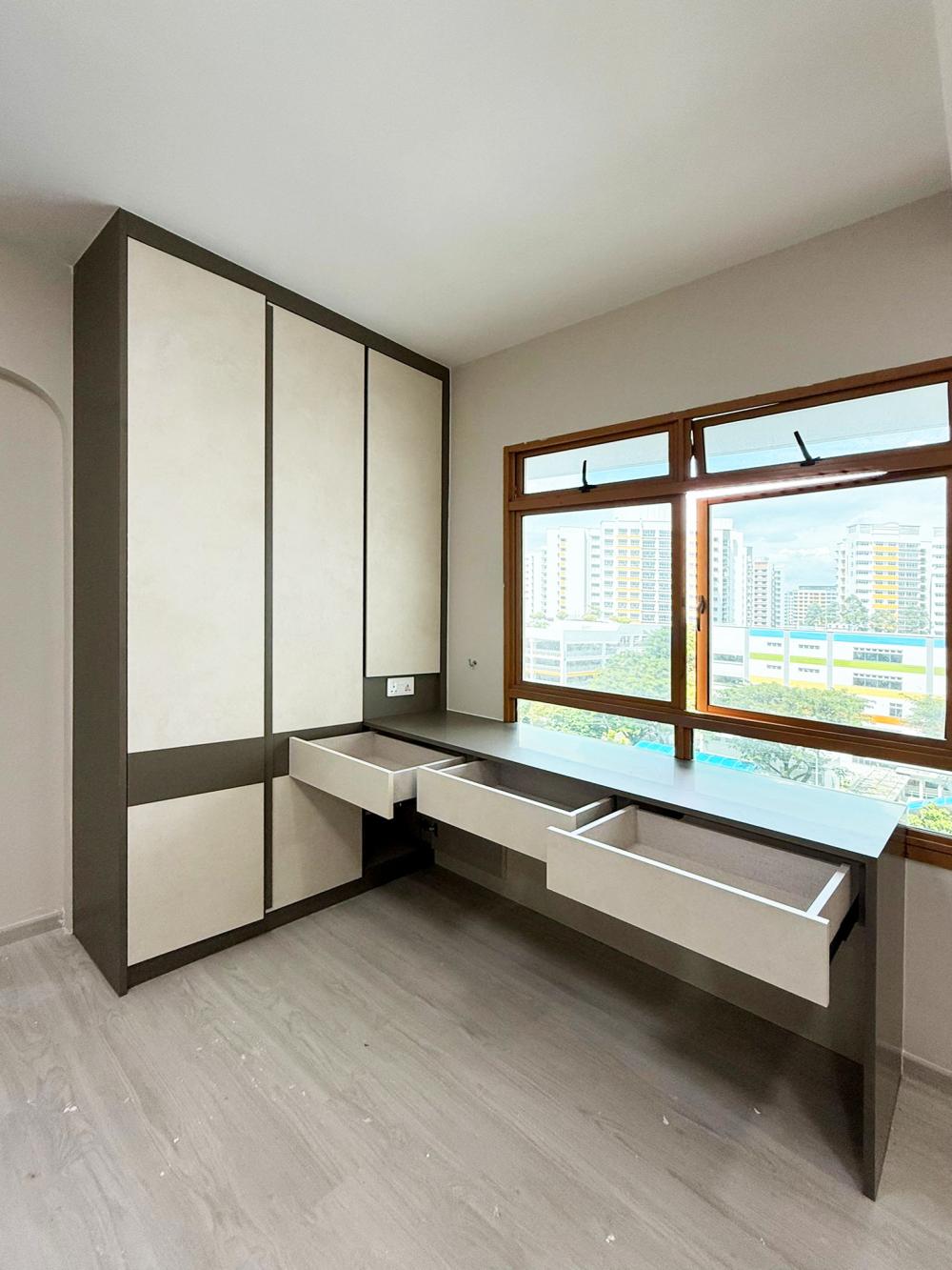 Minimalist Bedroom with Bookshelf and Platform Bed