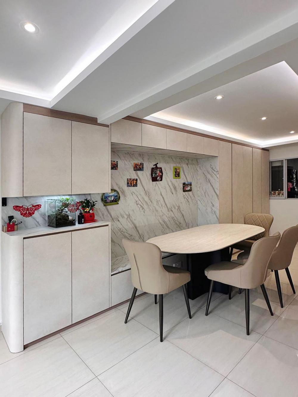 Modern Dining Room with Drop Light and Cove Lighting