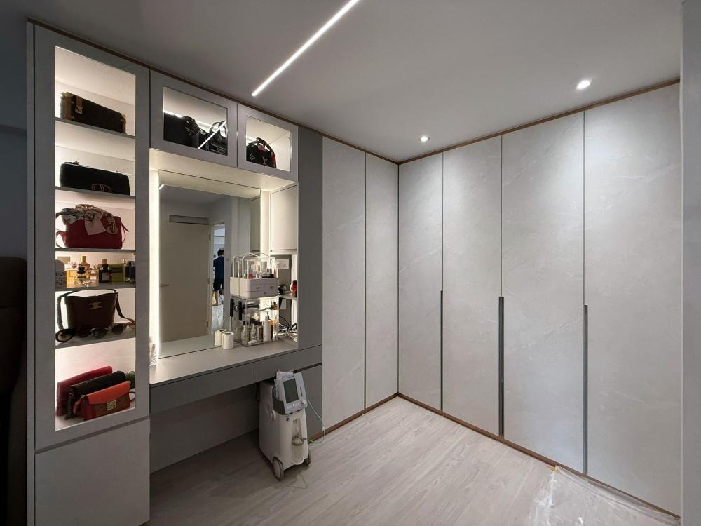 Modern Walk-in Wardrobe with Mirror and Wardrobe