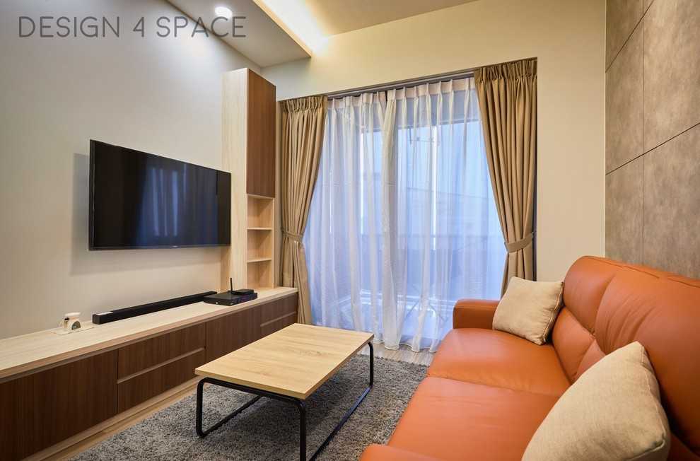 Transitional Living Room with Vinyl Flooring and TV Console