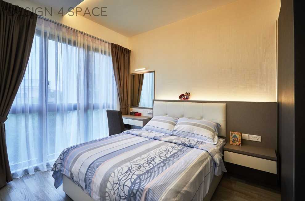 Transitional Bedroom with Vinyl Flooring and Ceiling Light