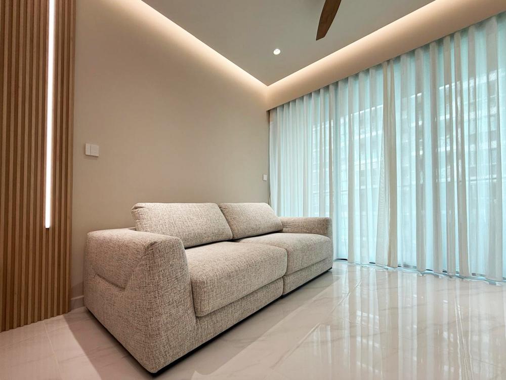 Modern Living Room with Chandelier and Sofa