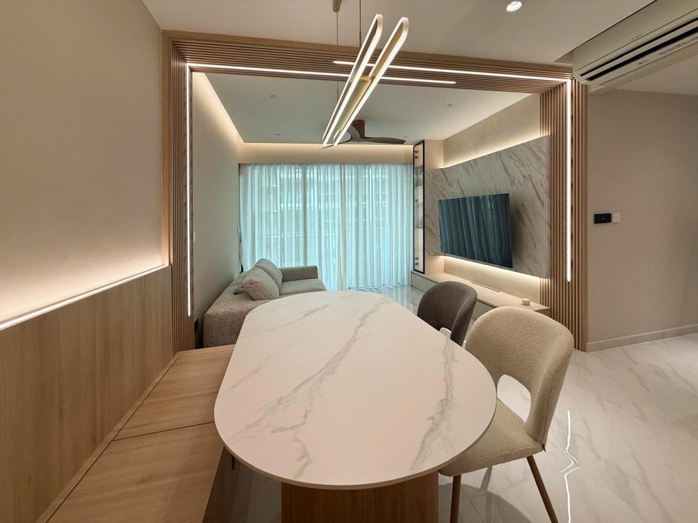 Modern Dining Room with Downlights and Dining Table