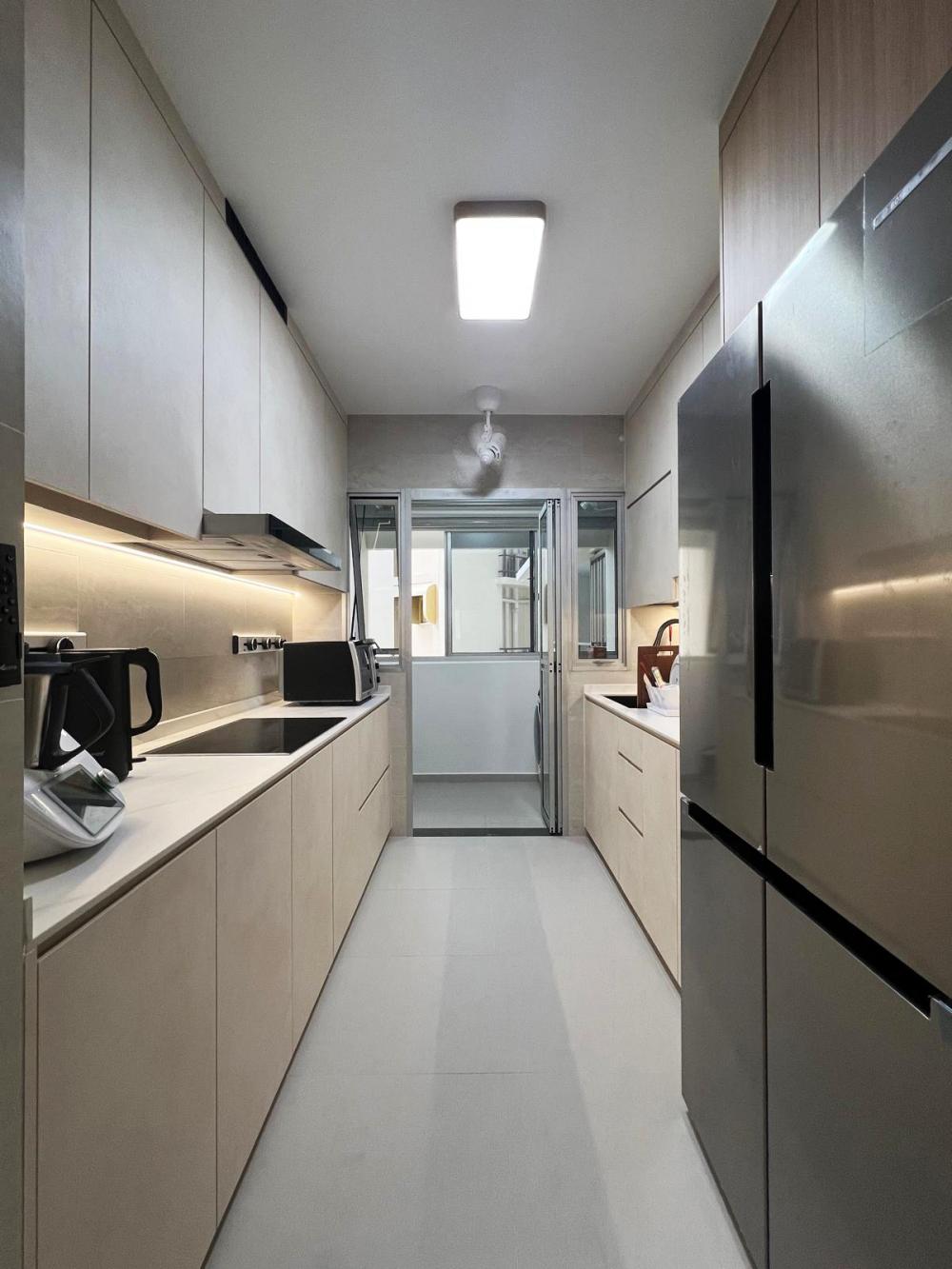 Minimalist Kitchen with Countertop and Vinyl Flooring