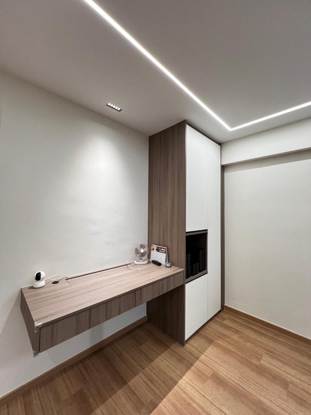 Modern Study with Bookshelf and Drop Light