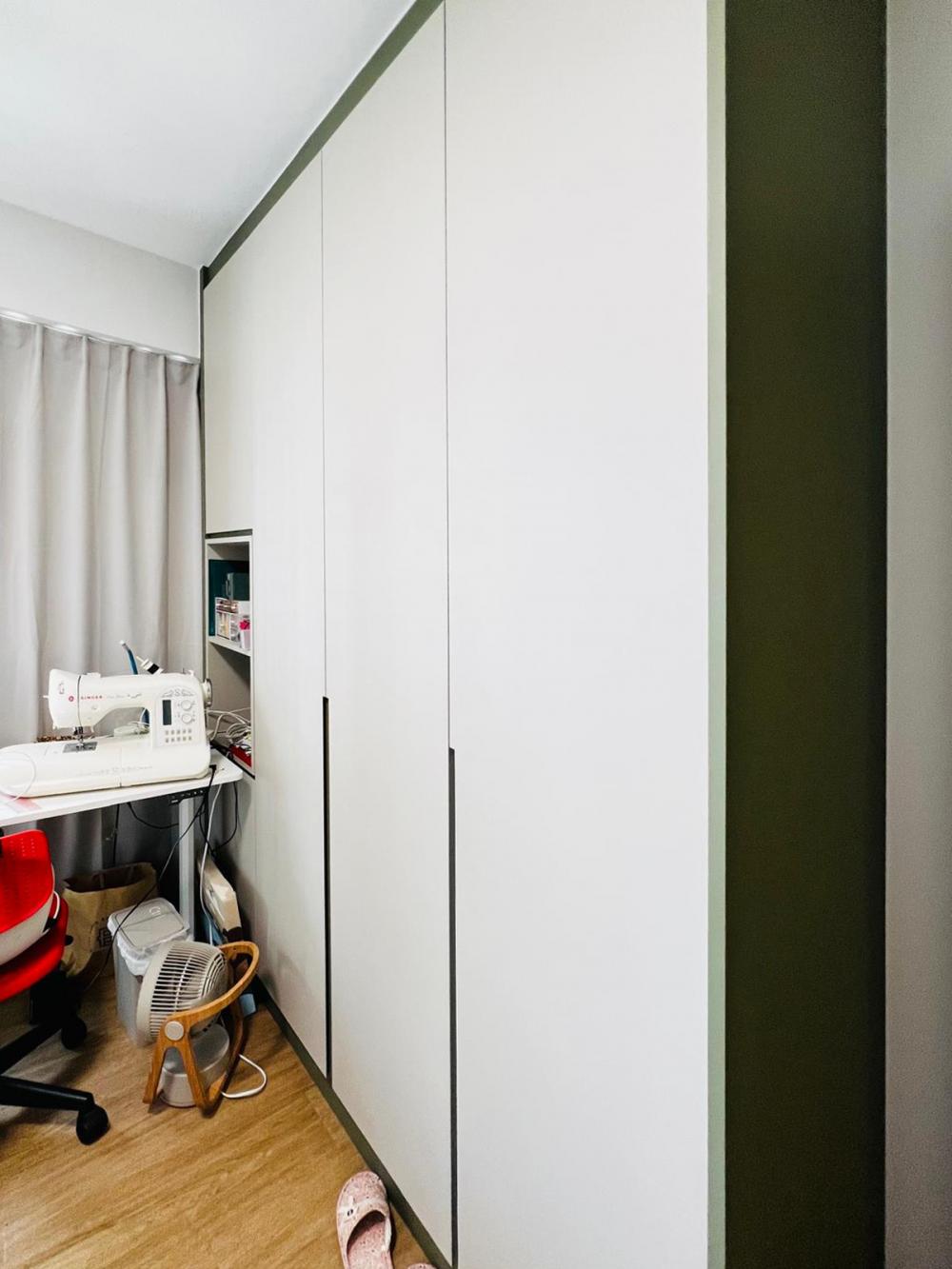 Modern Bedroom with Bookshelf and Platform Bed