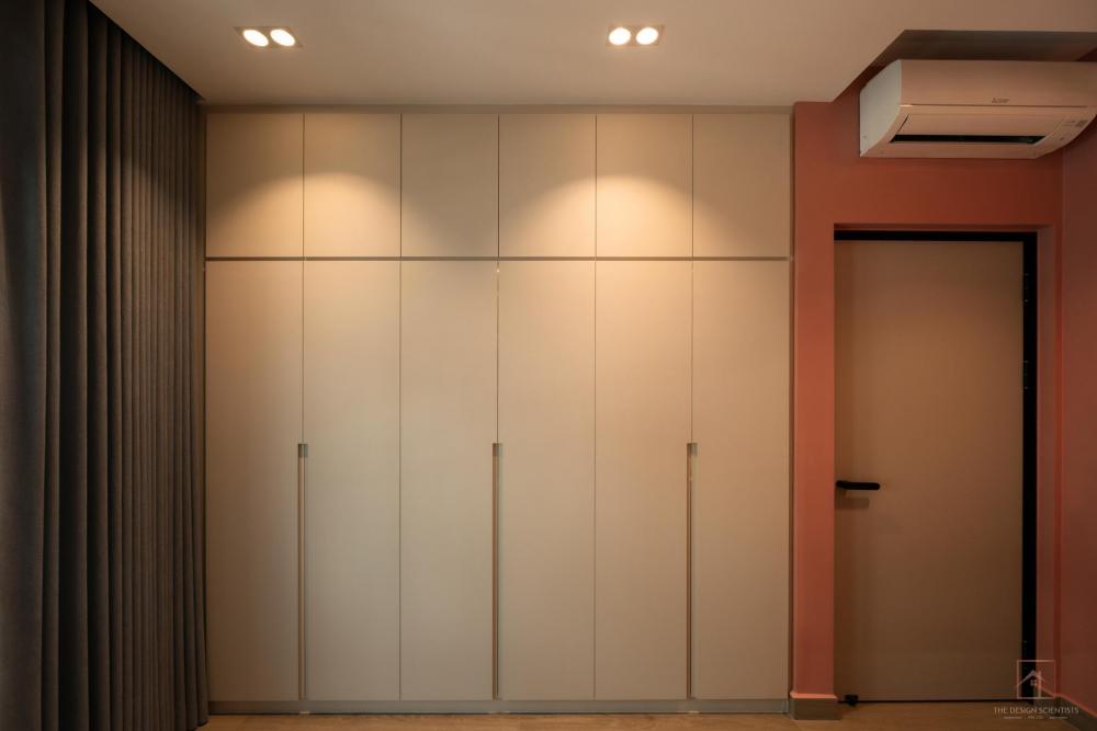 Modern Bedroom with Drop Ceiling and Ceiling Light