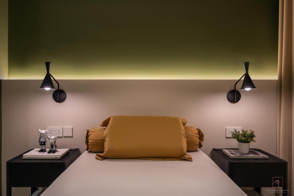 Modern Bedroom with Cove Lighting and Bedside Table