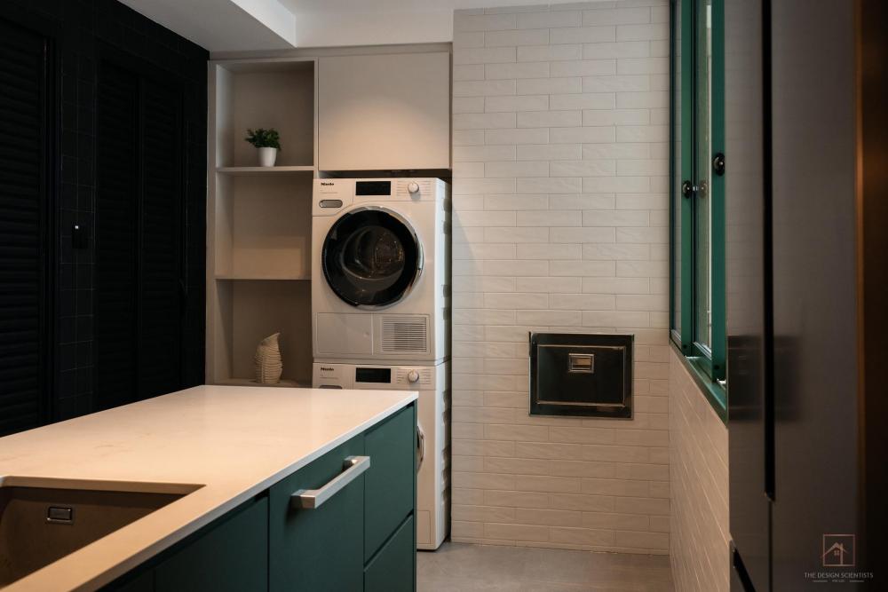 Modern Service Yard with Washing Machine and Laundry Area