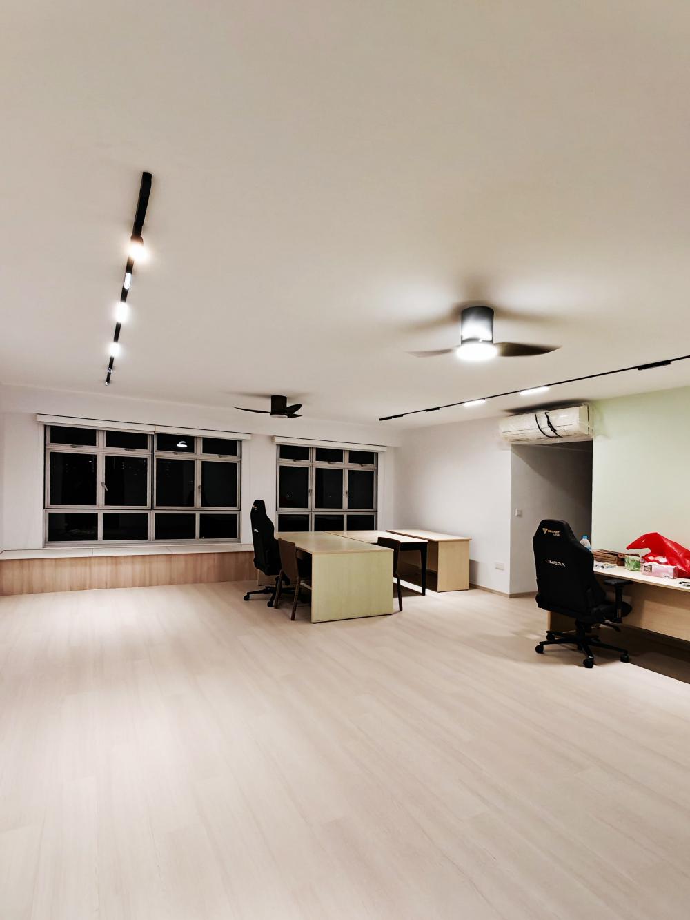 Asian Living Room with Bookshelf and Settee