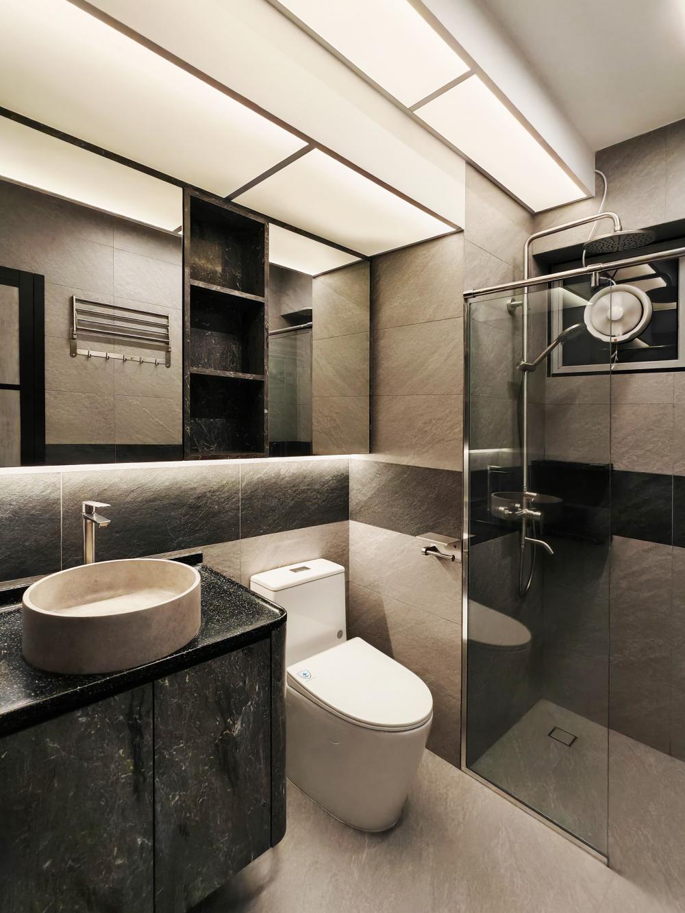 Asian Bathroom with Countertop and Vinyl Flooring