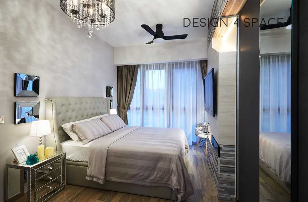 Modern Bedroom with Vinyl Flooring and Wood Flooring