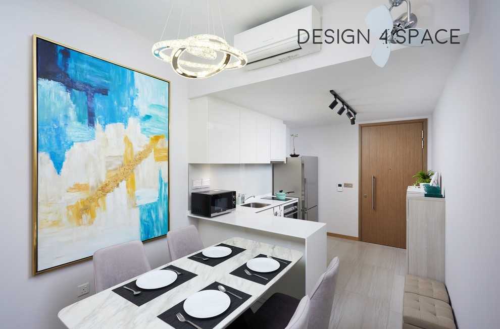 Modern Dining Room with Drop Ceiling and Dining Table