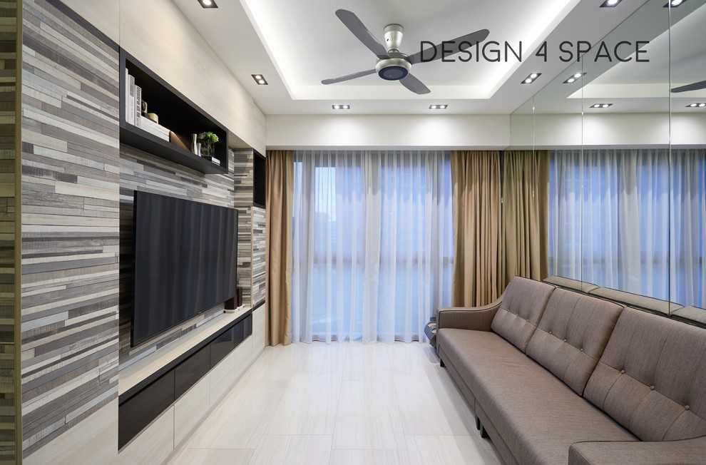 Modern Living Room with Wood Flooring and TV Console