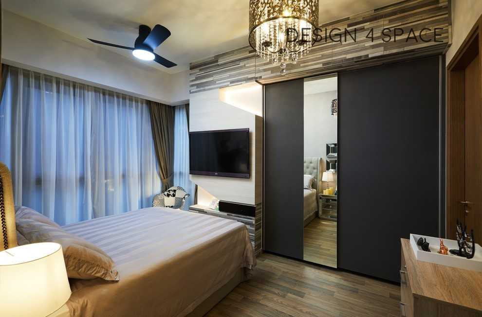 Modern Bedroom with Bay Window and Cove Lighting
