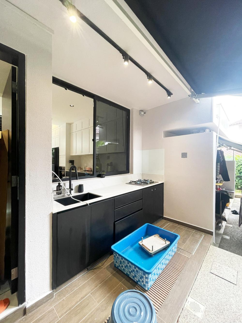 Modern Service Yard with Washing Machine and Laundry Area