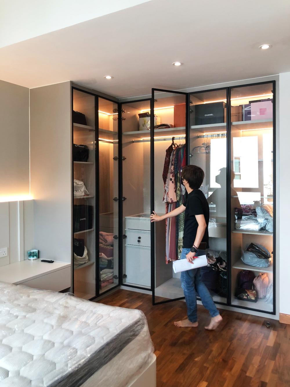 Modern Bedroom with Bookshelf and Platform Bed