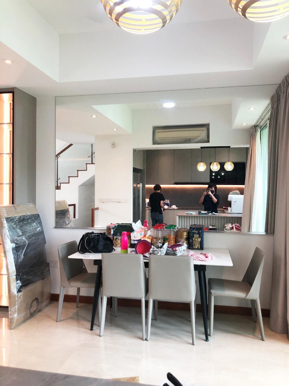 Modern Dining Room with Drop Light and Cove Lighting