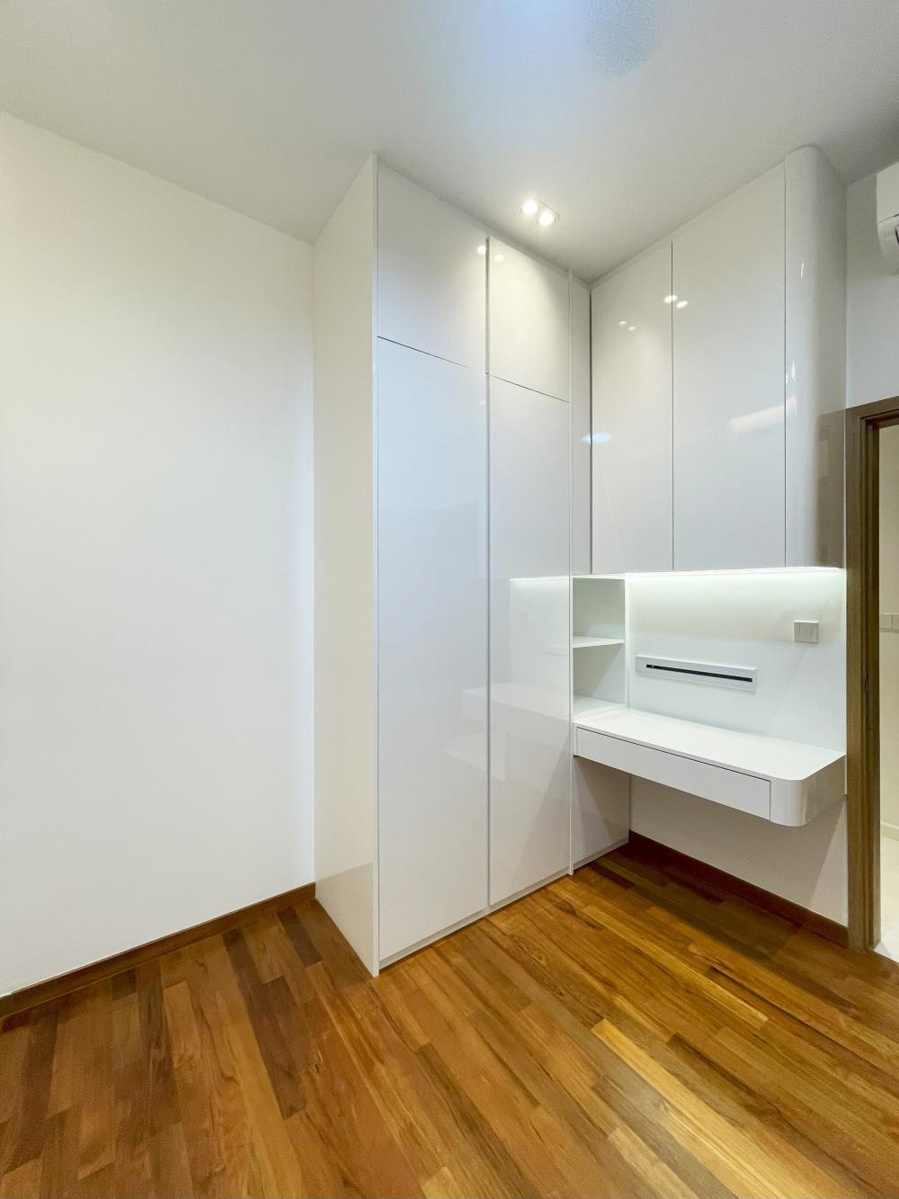 Modern Bedroom with Bookshelf and Platform Bed