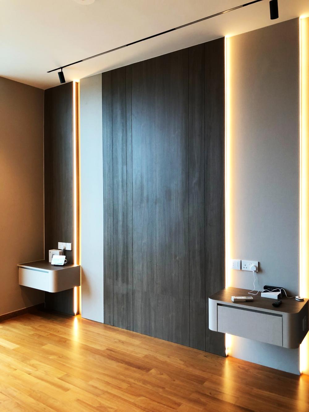 Modern Bedroom with Bookshelf and Platform Bed