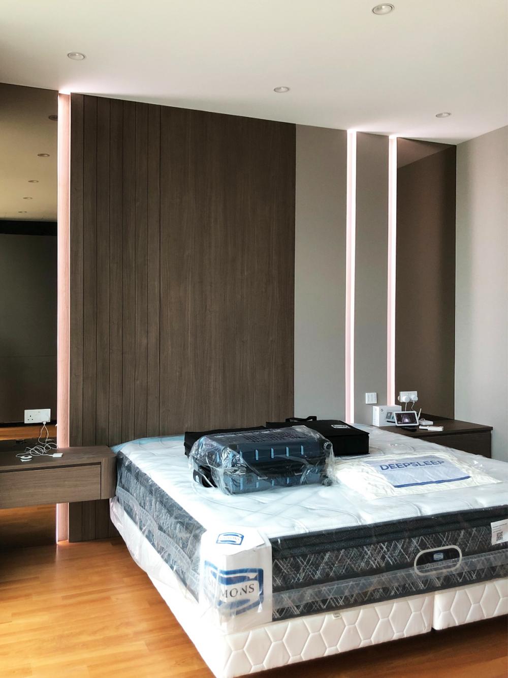 Modern Bedroom with Bookshelf and Platform Bed