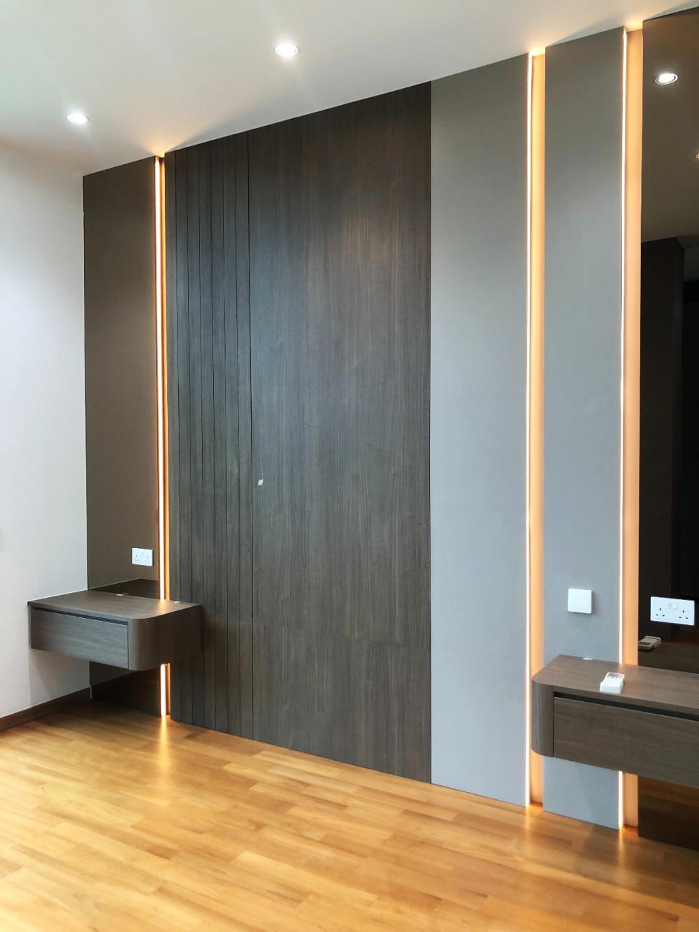 Modern Bedroom with Bookshelf and Platform Bed