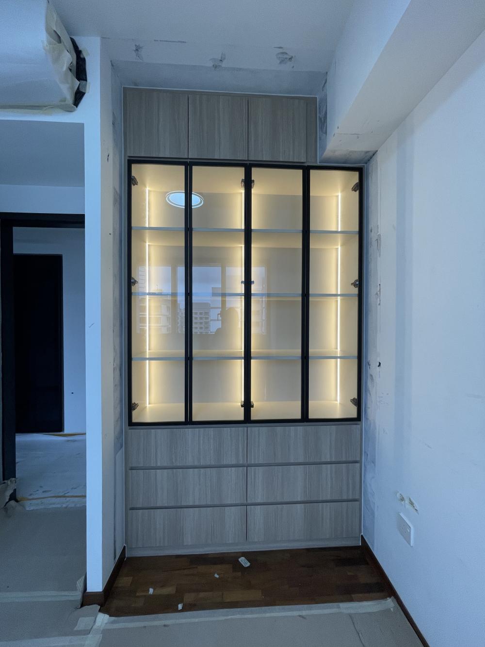 Modern Bedroom with Bookshelf and Platform Bed