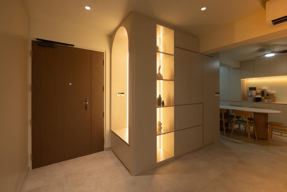 Contemporary Kitchen with Herringbone Tiling and Kitchen Window