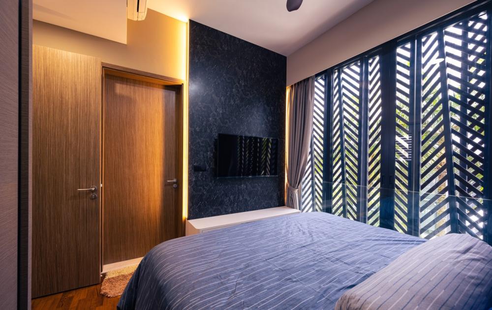 Contemporary Bedroom with Parquet Floor and Wardrobe