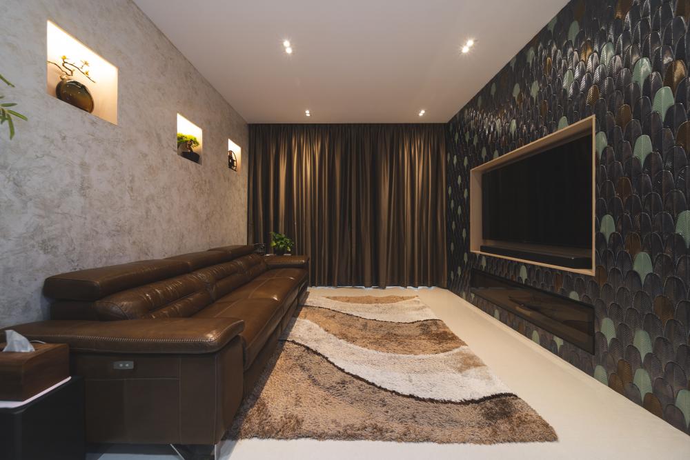 Modern Living Room with TV Console and Feature Wall