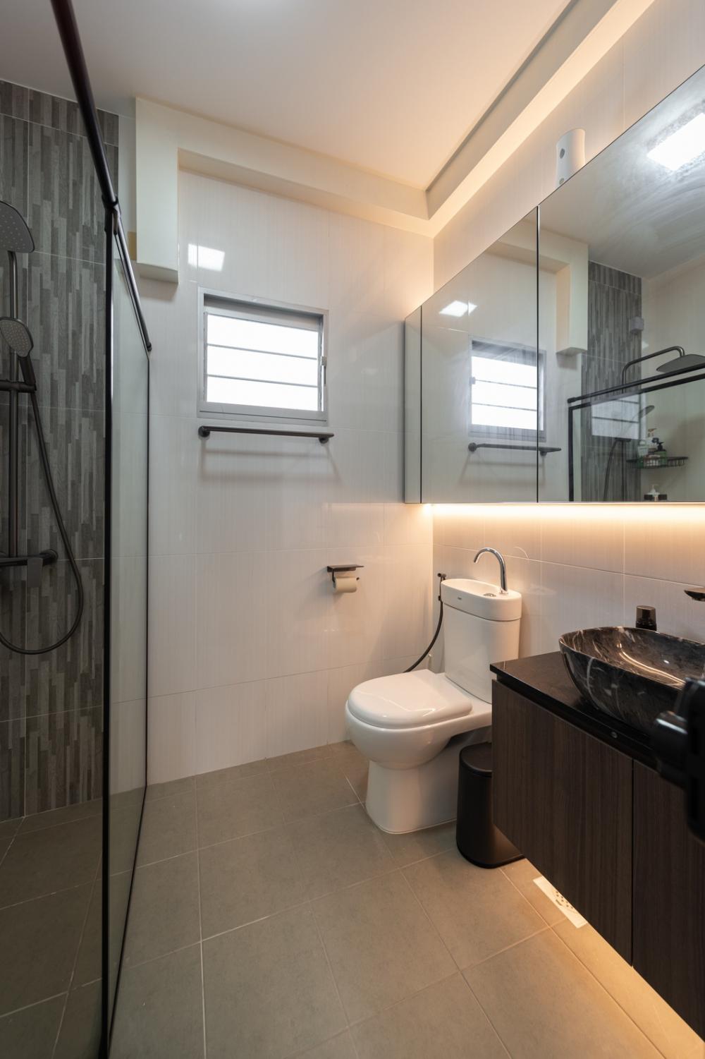 Modern Bathroom with Mirror and Shower Screen