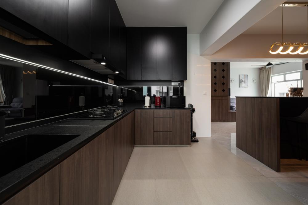 Modern Kitchen with Countertop and Vinyl Flooring
