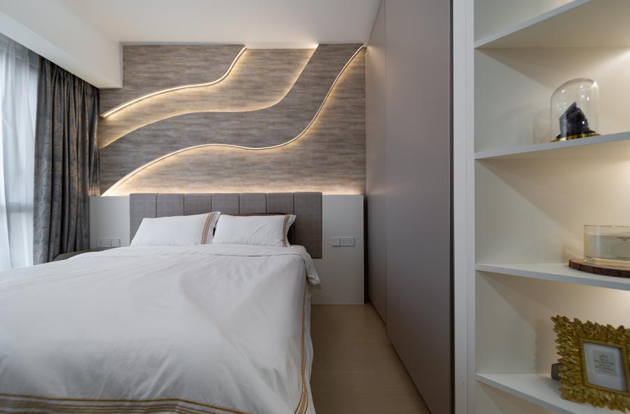 Contemporary Bedroom with Feature Wall and Wardrobe