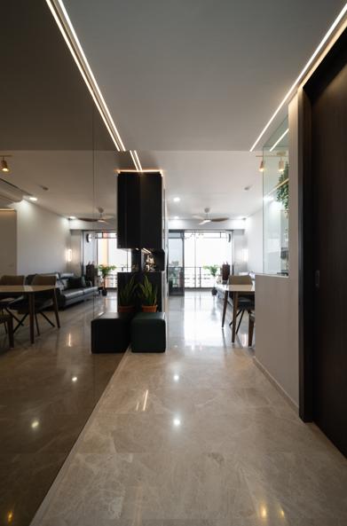 Contemporary Entryway with Mirror and Seating Bench