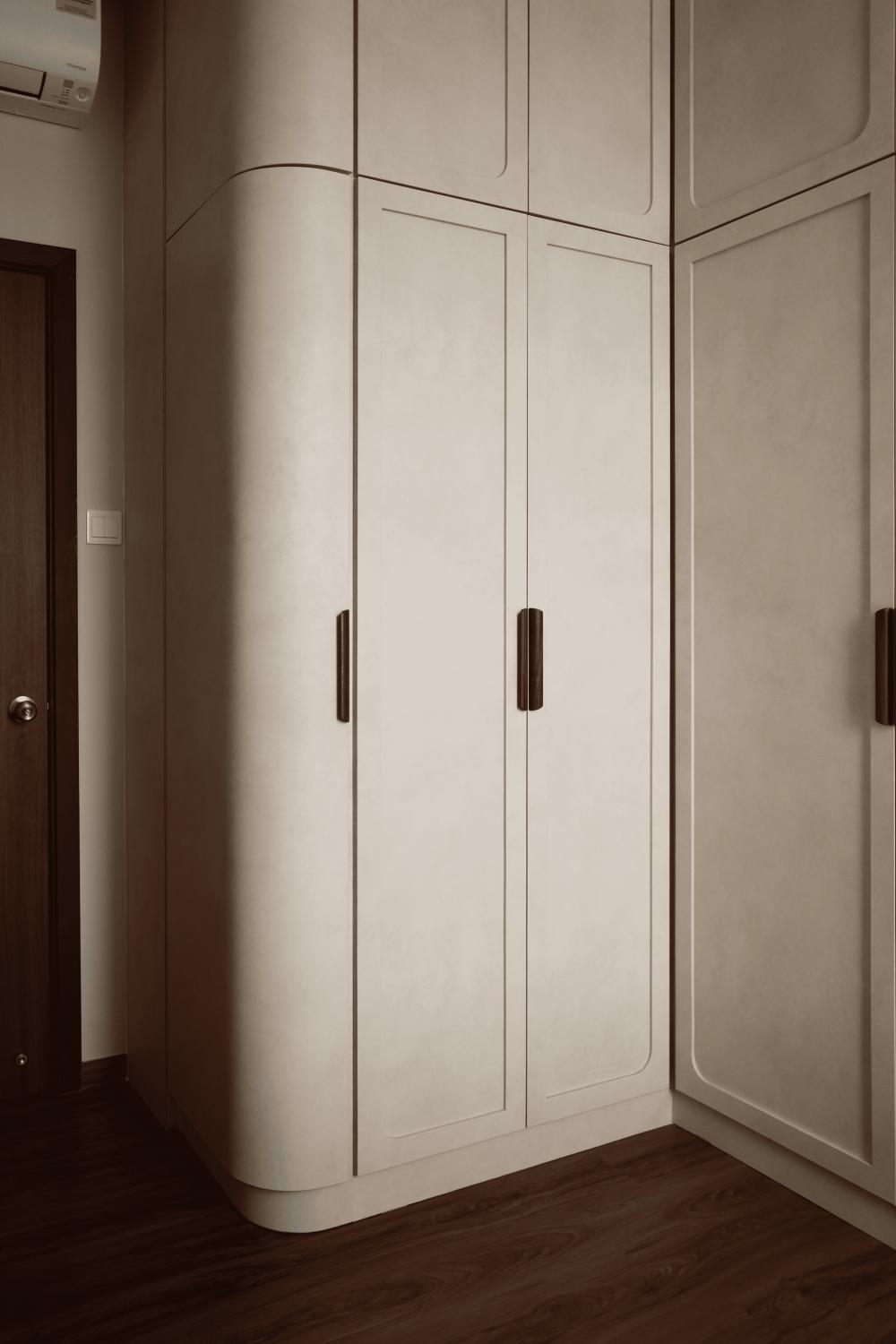 Transitional Bedroom with Wood Flooring and Wardrobe