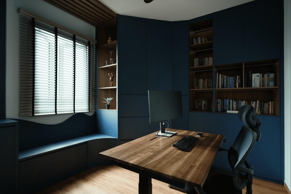 Transitional Office with Bookshelf and Desk