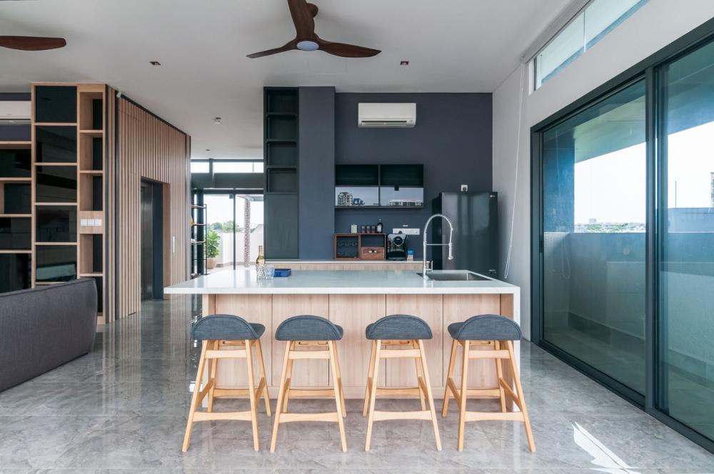 Asian Pantry with Kitchen Island and Console Table
