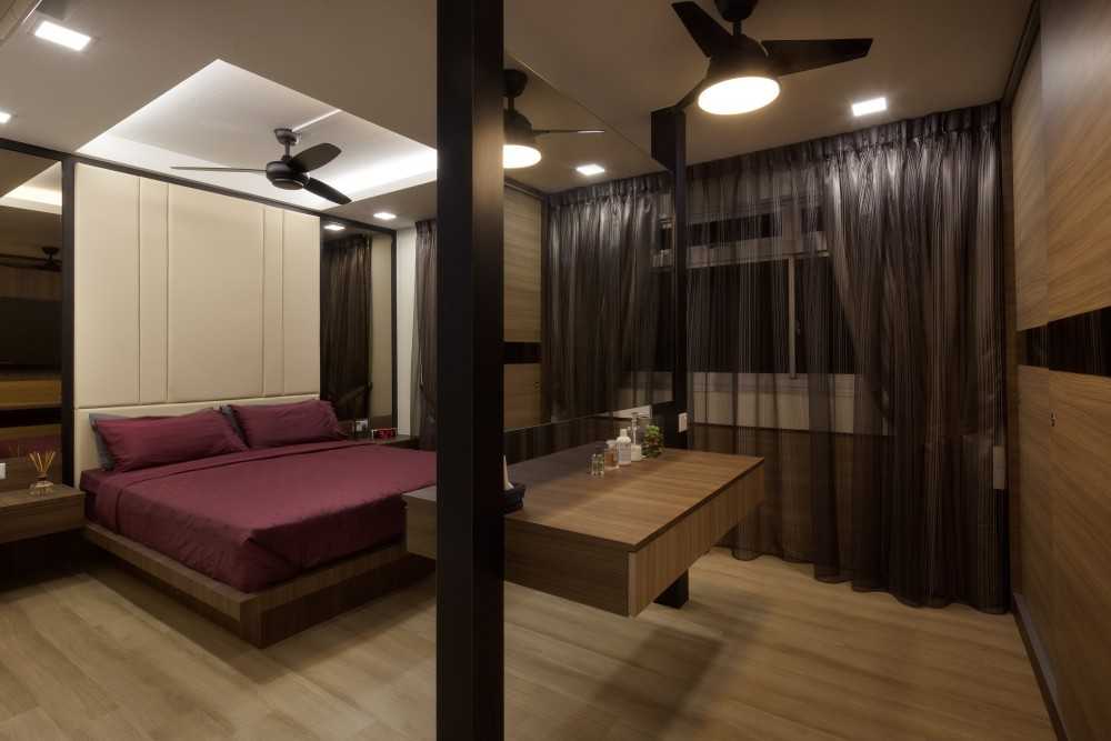 Scandinavian Bedroom with Vinyl Flooring and Wardrobe